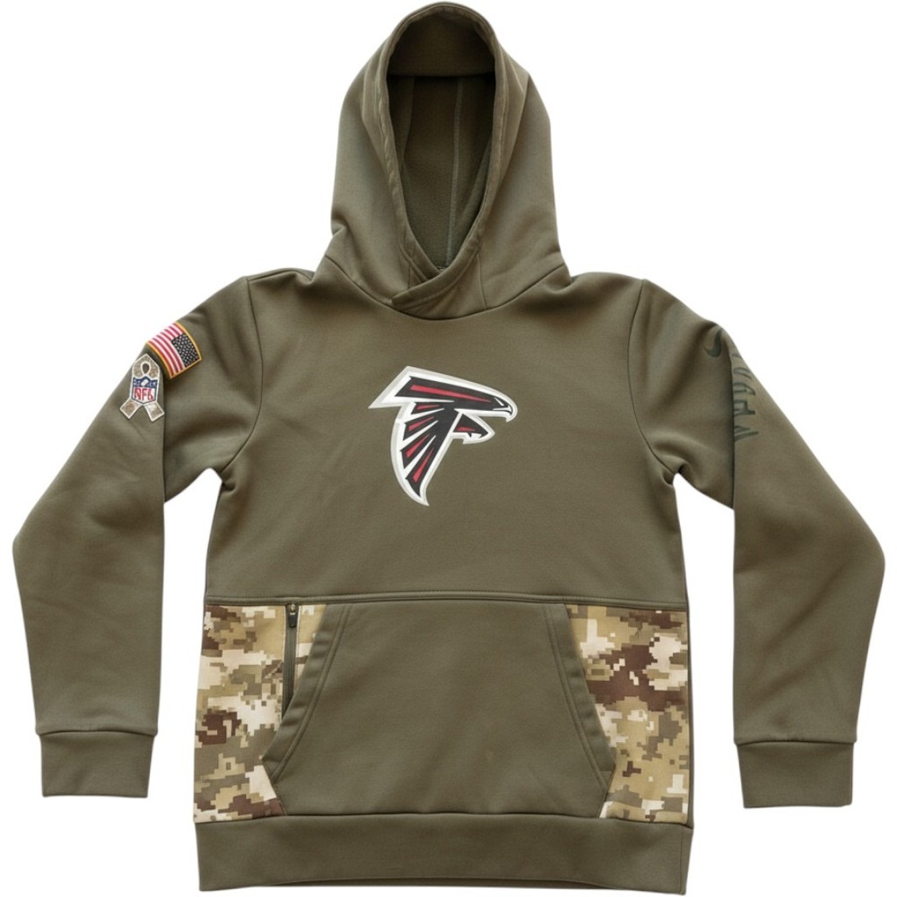 Nike Atlanta Falcons Hoodie Kids Size M 10/12 Olive Green Salute to Service Camo